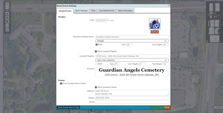 Burial Search Control Panel