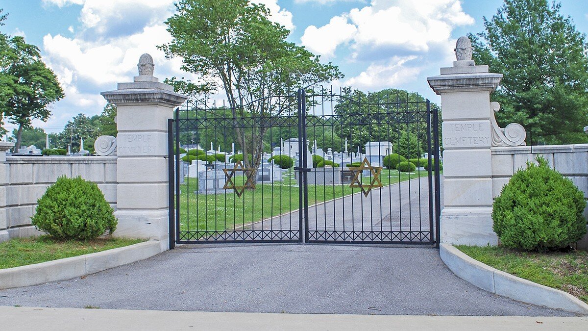 The entrance gates of The Temple Cemetery.