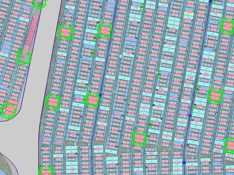 Cemetery map with utility lines.